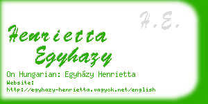 henrietta egyhazy business card